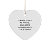 Funny Heart Ornament for Aunty, Gifts from Family, Perfect for Christmas Unique Gifts, I Smile Because You Are My Aunty - Image 1